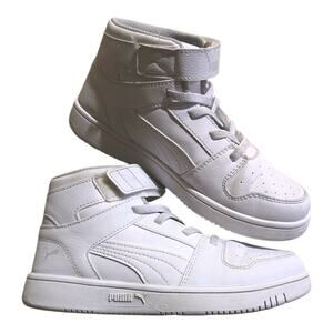 Puma rebound layup mid hook loop all white Shoe sneaker Youth SZ 2C 370488-02